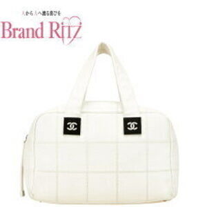 Chanel handbag Boston bag Chocobar Coco mark white caviar skin